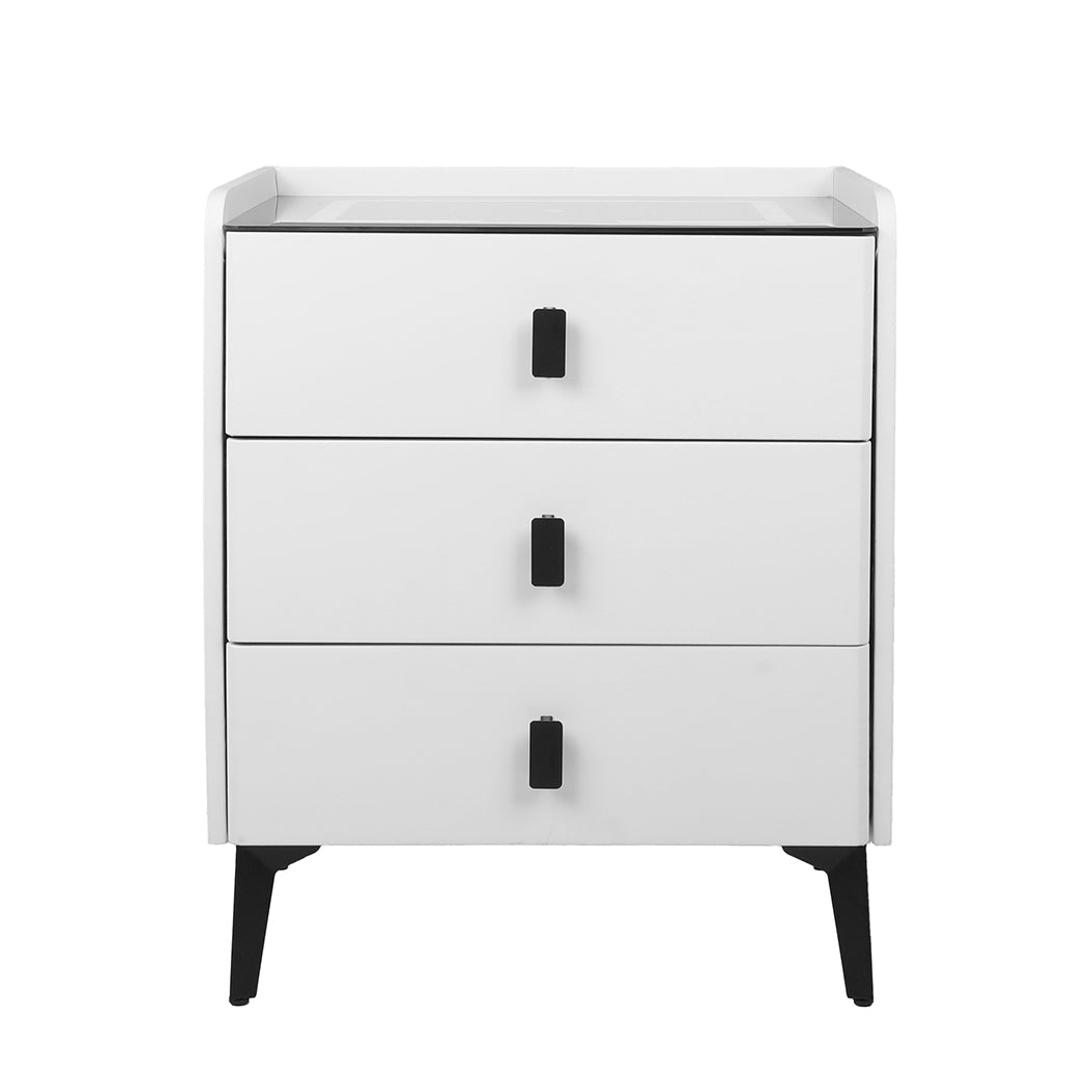 Bedside Table LED Lights Drawers Storage - Rivercity House & Home Co. (ABN 18 642 972 209) - Affordable Modern Furniture Australia
