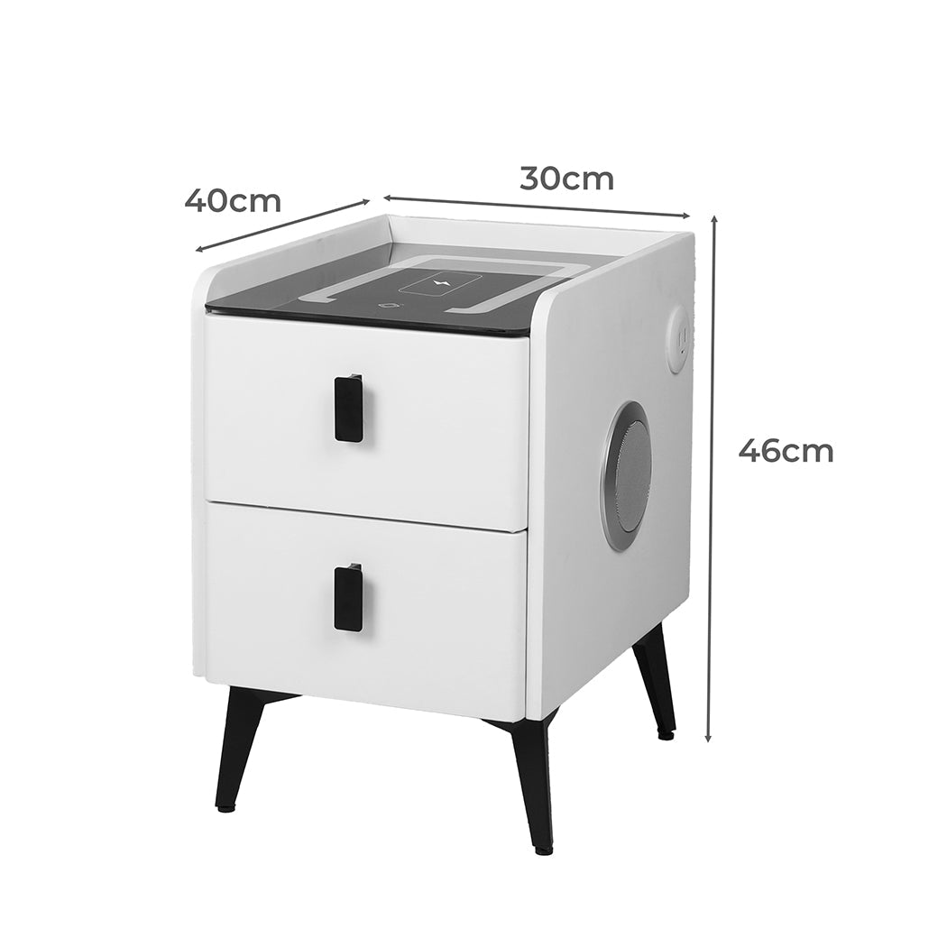 Bedside Table LED Lights Drawers Storage - Rivercity House & Home Co. (ABN 18 642 972 209) - Affordable Modern Furniture Australia