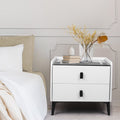 Bedside Table LED Lights Drawers Storage