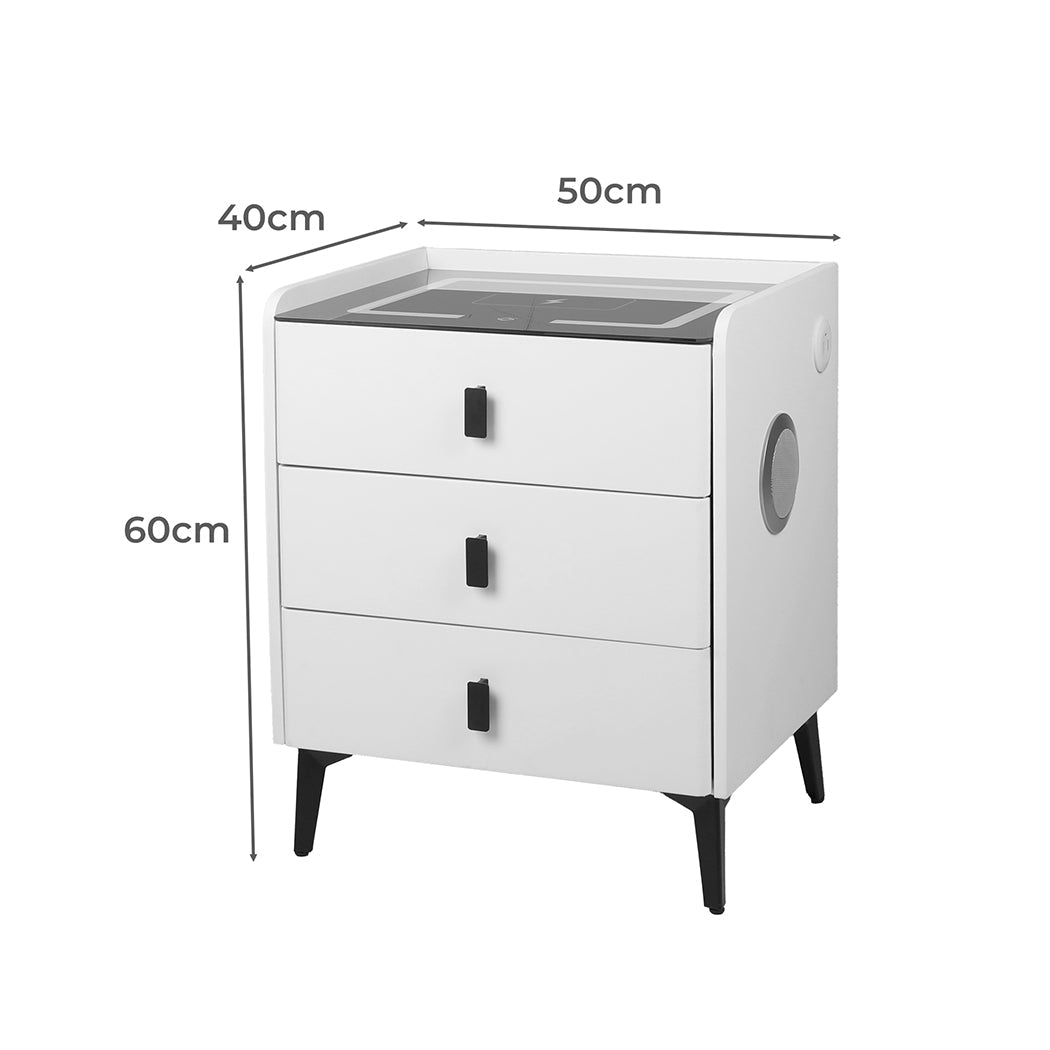 Bedside Table LED Lights Drawers Storage - Rivercity House & Home Co. (ABN 18 642 972 209) - Affordable Modern Furniture Australia