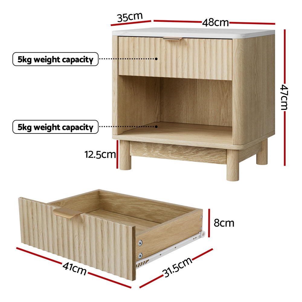 Bedside Table Nightstand 1 Drawer Shelves Pine - Furniture > Bedroom > Bedside Tables - Rivercity House & Home Co. (ABN 18 642 972 209) - Affordable Modern Furniture Australia