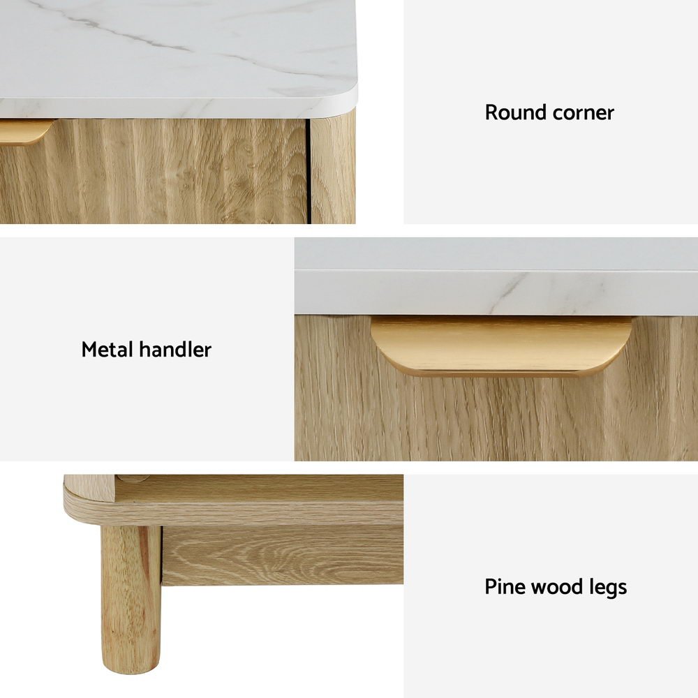 Bedside Table Nightstand 1 Drawer Shelves Pine - Furniture > Bedroom > Bedside Tables - Rivercity House & Home Co. (ABN 18 642 972 209) - Affordable Modern Furniture Australia