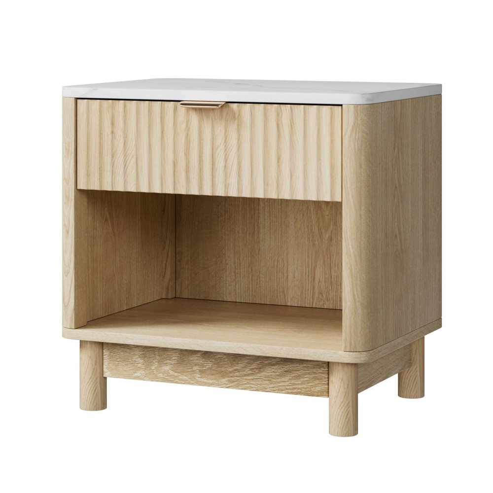 Bedside Table Nightstand 1 Drawer Shelves Pine - Furniture > Bedroom > Bedside Tables - Rivercity House & Home Co. (ABN 18 642 972 209) - Affordable Modern Furniture Australia