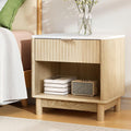 Bedside Table Nightstand 1 Drawer with Shelves - Pine