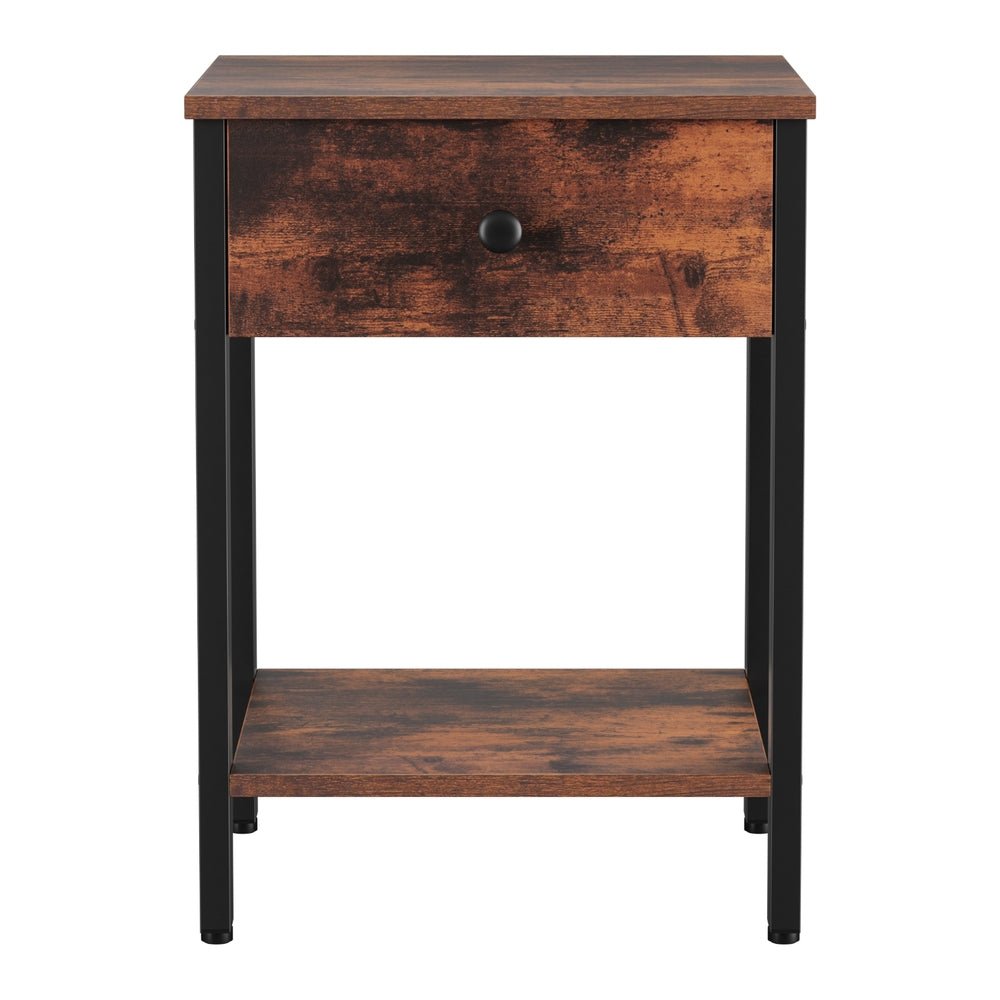 Bedside Table Nightstand 1 Drawer Shelves Walnut - Furniture > Bedroom > Bedside Tables - Rivercity House & Home Co. (ABN 18 642 972 209) - Affordable Modern Furniture Australia