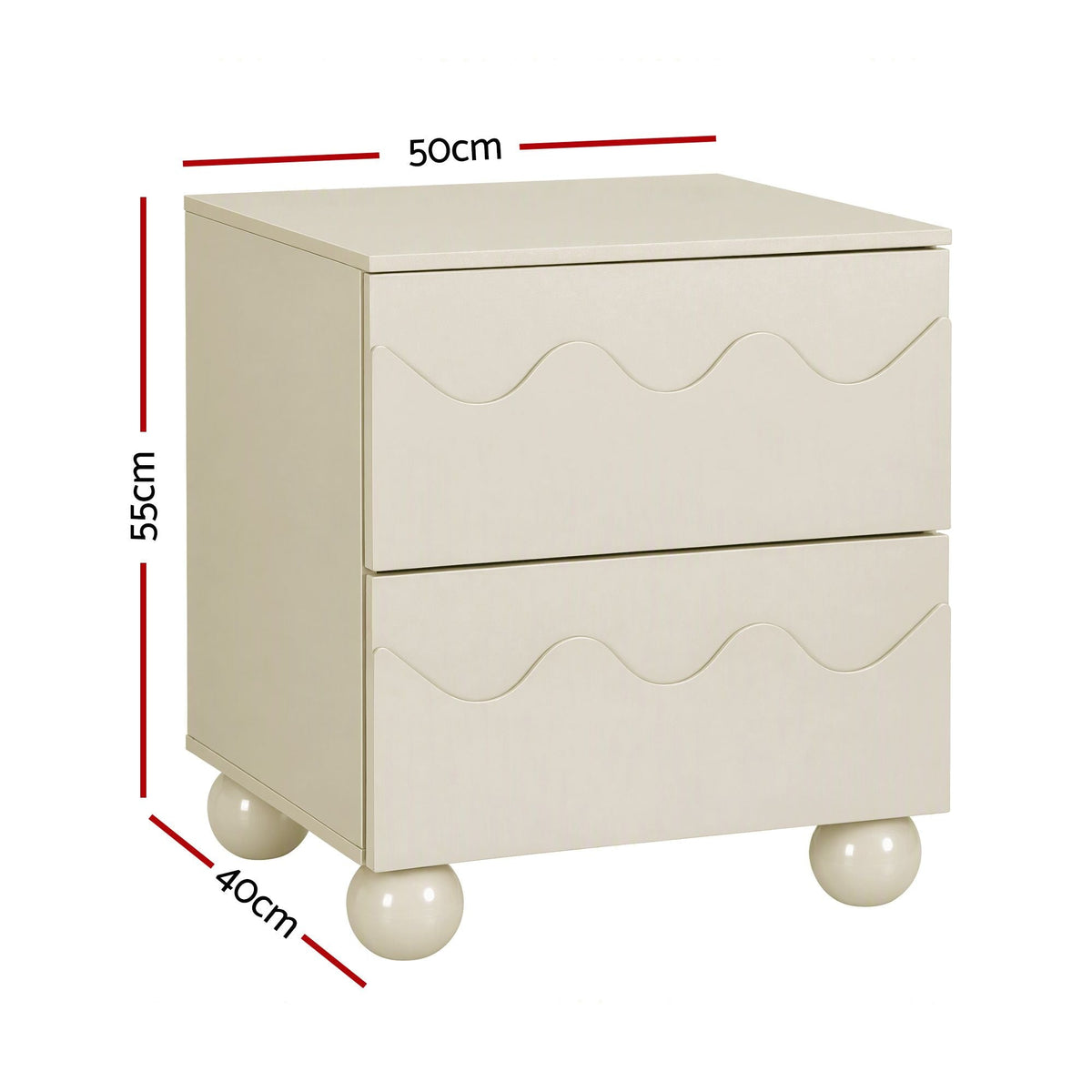 Bedside Table Nightstand with 2 Drawers Storage Side Cabinet - Beige - Furniture > Bedroom > Bedside Tables - Rivercity House & Home Co. (ABN 18 642 972 209) - Affordable Modern Furniture Australia