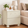 Bedside Table Nightstand with 2 Drawers Storage Side Cabinet - Beige