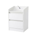LED Bedside Table with 2 Drawers, Charging Station & RGB Lighting - White