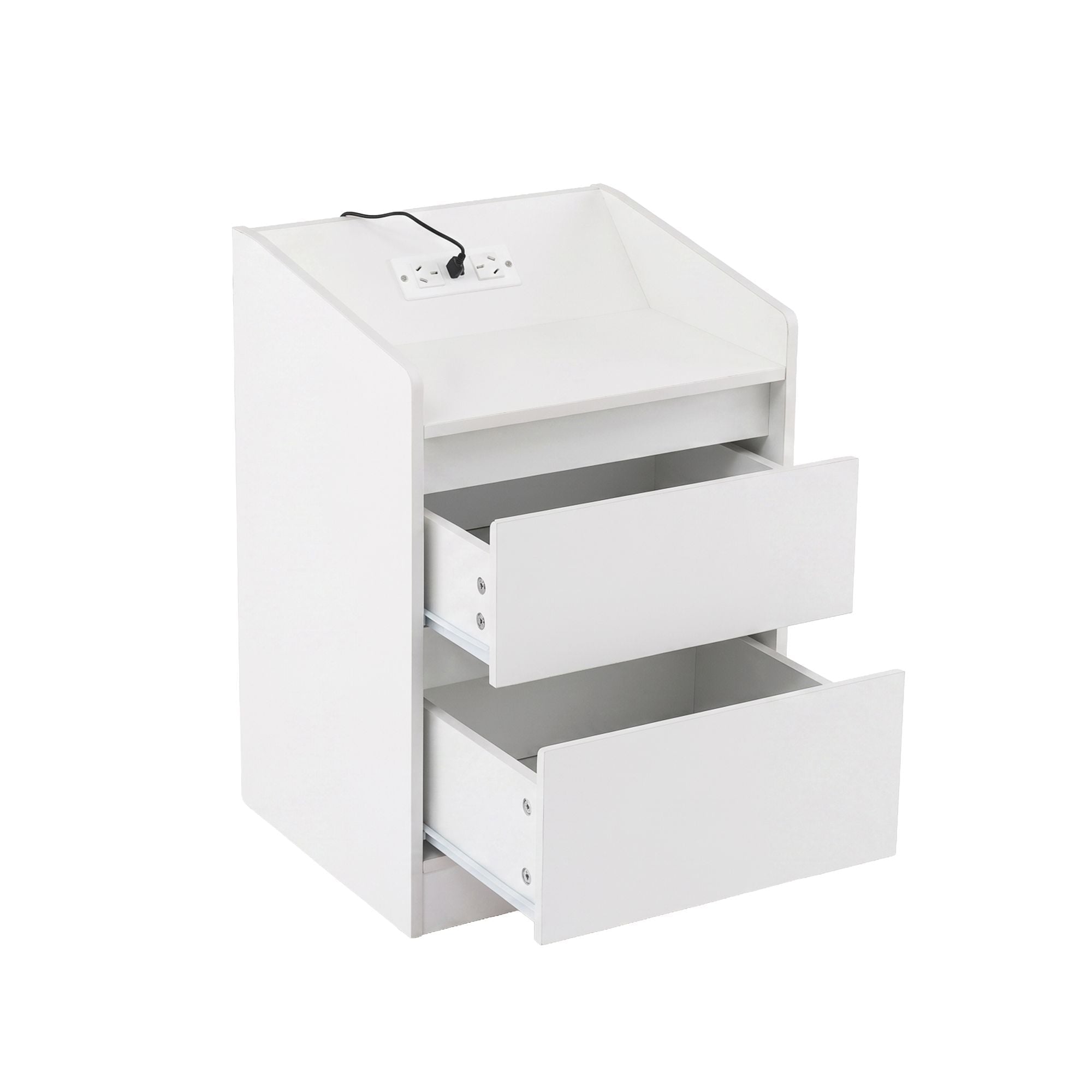 Bedside Table Nightstand with Charging Station 2 Drawers LED White - Furniture > Bedroom > Bedside Tables - Rivercity House & Home Co. (ABN 18 642 972 209) - Affordable Modern Furniture Australia
