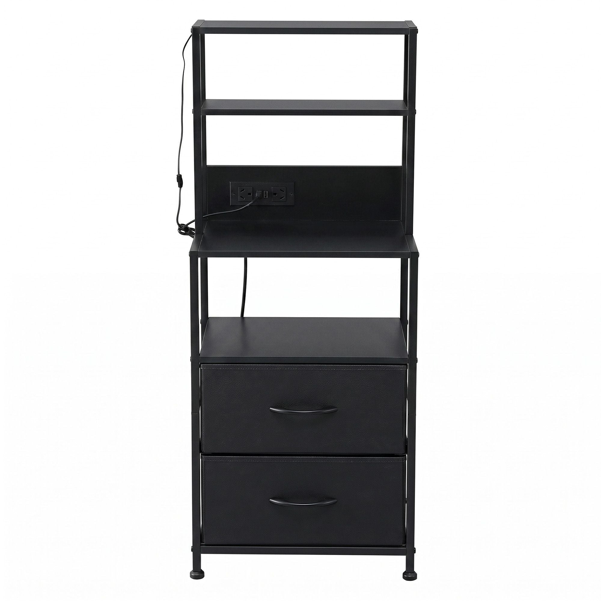 Bedside Table Tall Nightstand with Charging Station Drawers LED Black - Furniture > Bedroom > Bedside Tables - Rivercity House & Home Co. (ABN 18 642 972 209) - Affordable Modern Furniture Australia