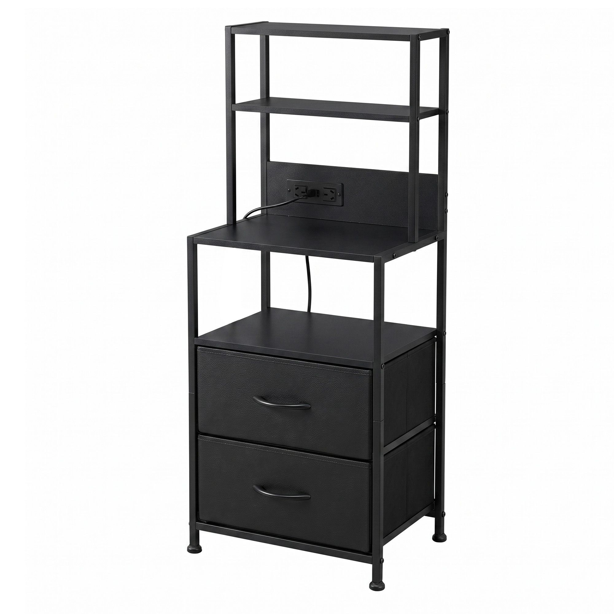 Bedside Table Tall Nightstand with Charging Station Drawers LED Black - Furniture > Bedroom > Bedside Tables - Rivercity House & Home Co. (ABN 18 642 972 209) - Affordable Modern Furniture Australia