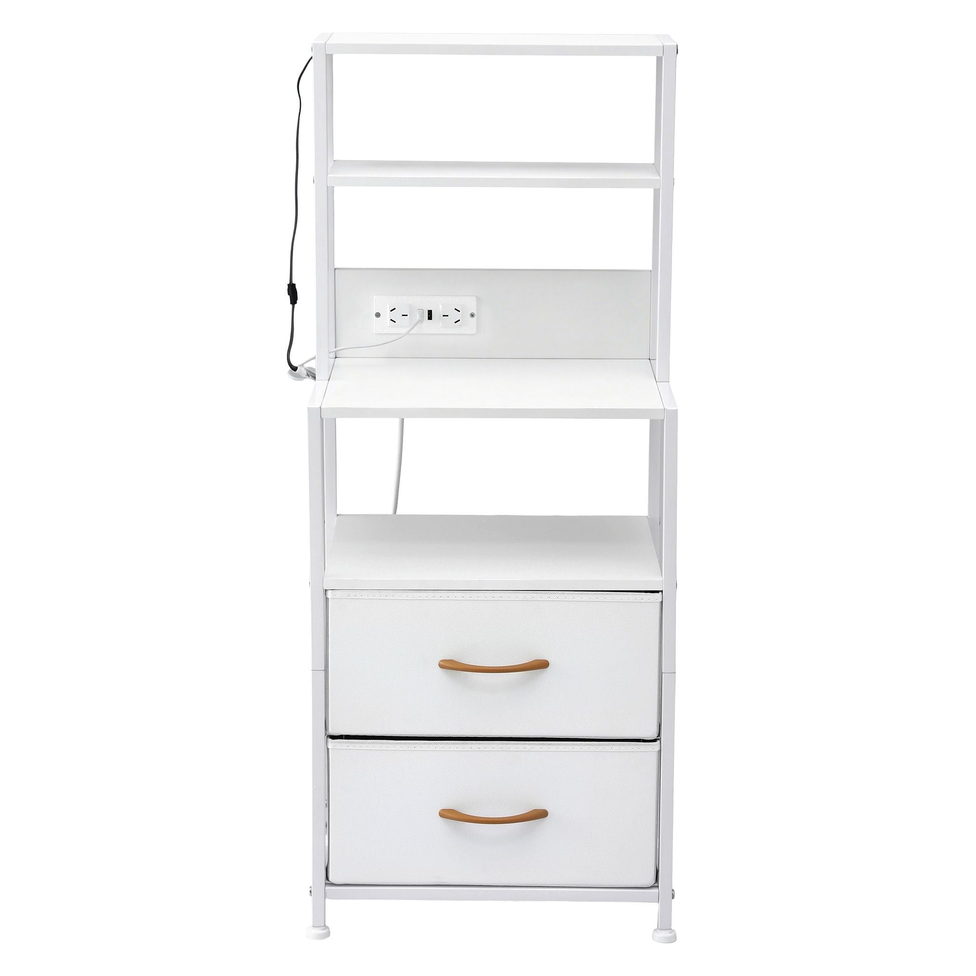 Bedside Table Tall Nightstand with Charging Station Drawers LED White - Furniture > Bedroom > Bedside Tables - Rivercity House & Home Co. (ABN 18 642 972 209) - Affordable Modern Furniture Australia