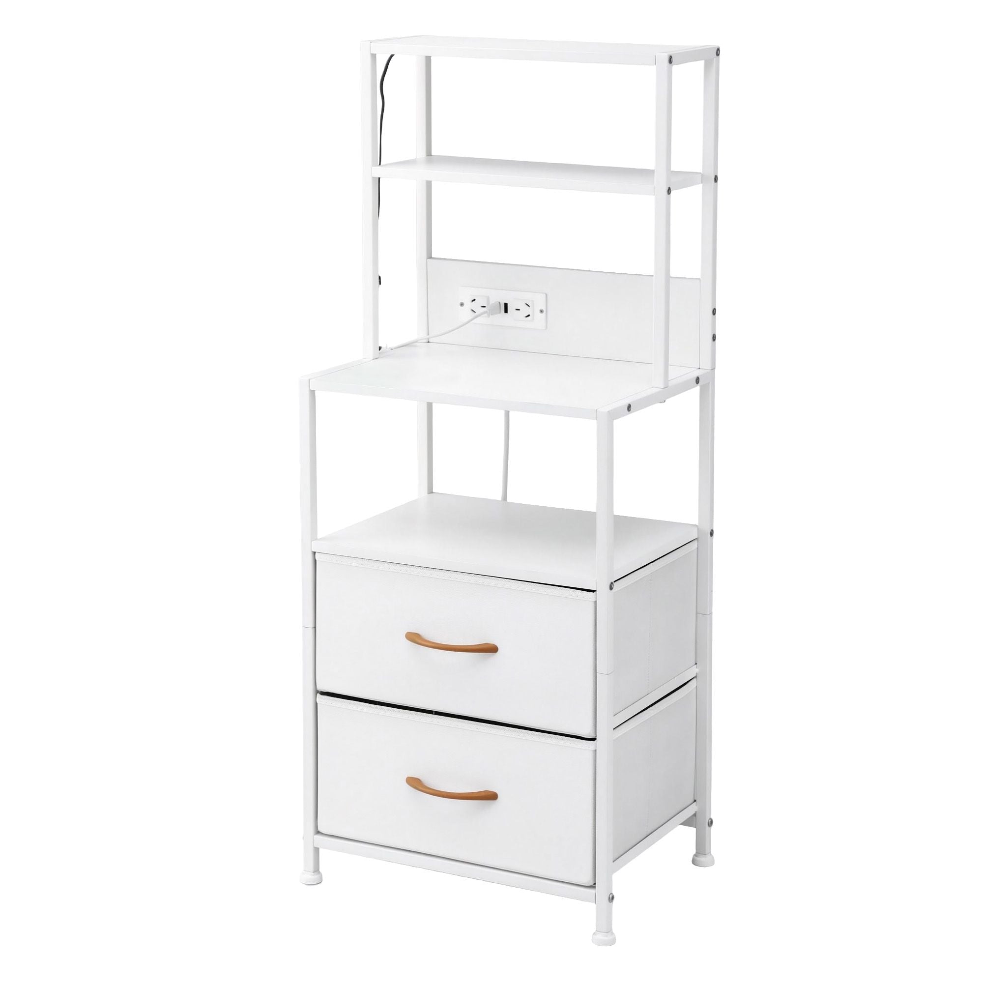 Bedside Table Tall Nightstand with Charging Station Drawers LED White - Furniture > Bedroom > Bedside Tables - Rivercity House & Home Co. (ABN 18 642 972 209) - Affordable Modern Furniture Australia