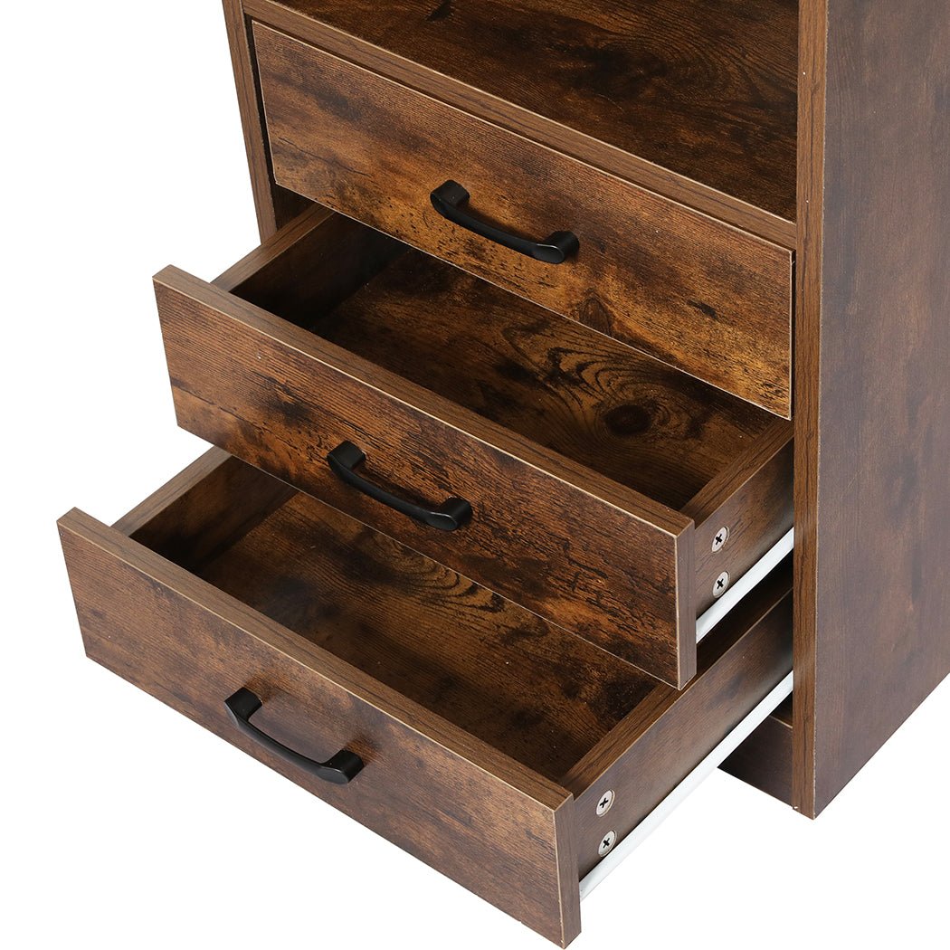 Bedside Table USB Charger Outlet LED Oak - Rivercity House & Home Co. (ABN 18 642 972 209) - Affordable Modern Furniture Australia