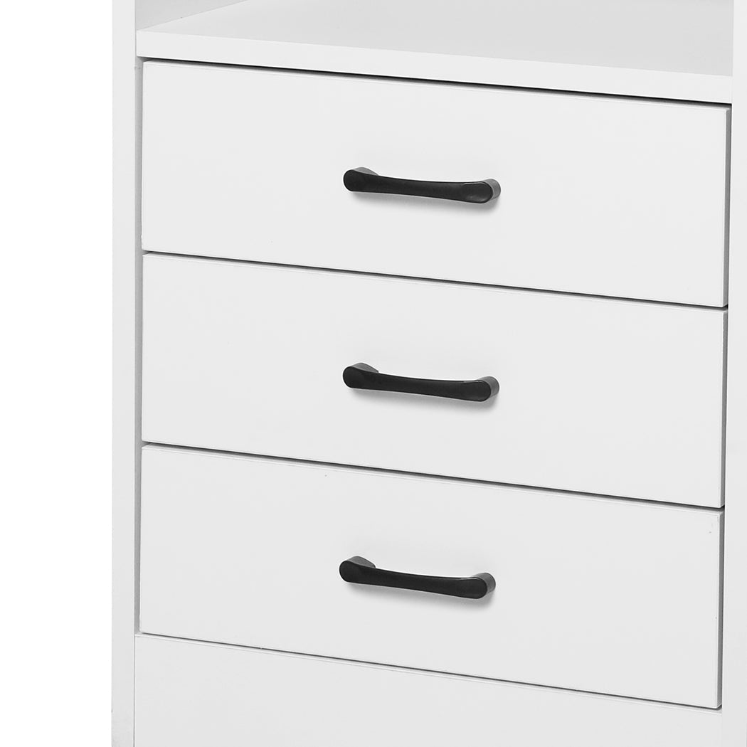 Bedside Table USB Charger Outlet LED White - Rivercity House & Home Co. (ABN 18 642 972 209) - Affordable Modern Furniture Australia
