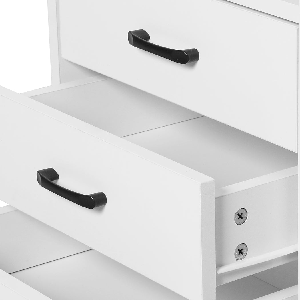 Bedside Table USB Charger Outlet LED White - Rivercity House & Home Co. (ABN 18 642 972 209) - Affordable Modern Furniture Australia