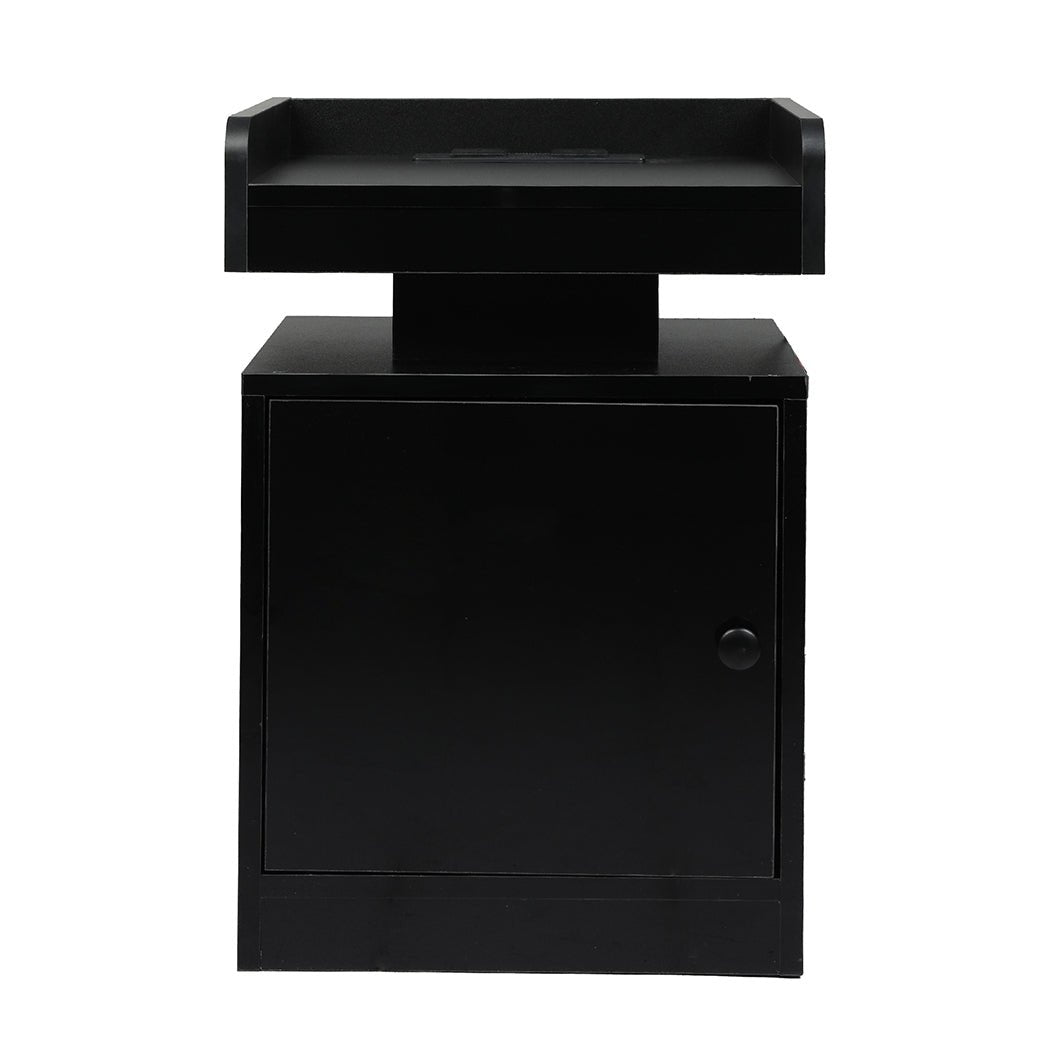 Bedside Table USB Charger Outlet RGB Black - Rivercity House & Home Co. (ABN 18 642 972 209) - Affordable Modern Furniture Australia