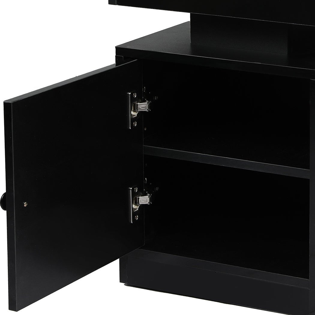 Bedside Table USB Charger Outlet RGB Black - Rivercity House & Home Co. (ABN 18 642 972 209) - Affordable Modern Furniture Australia