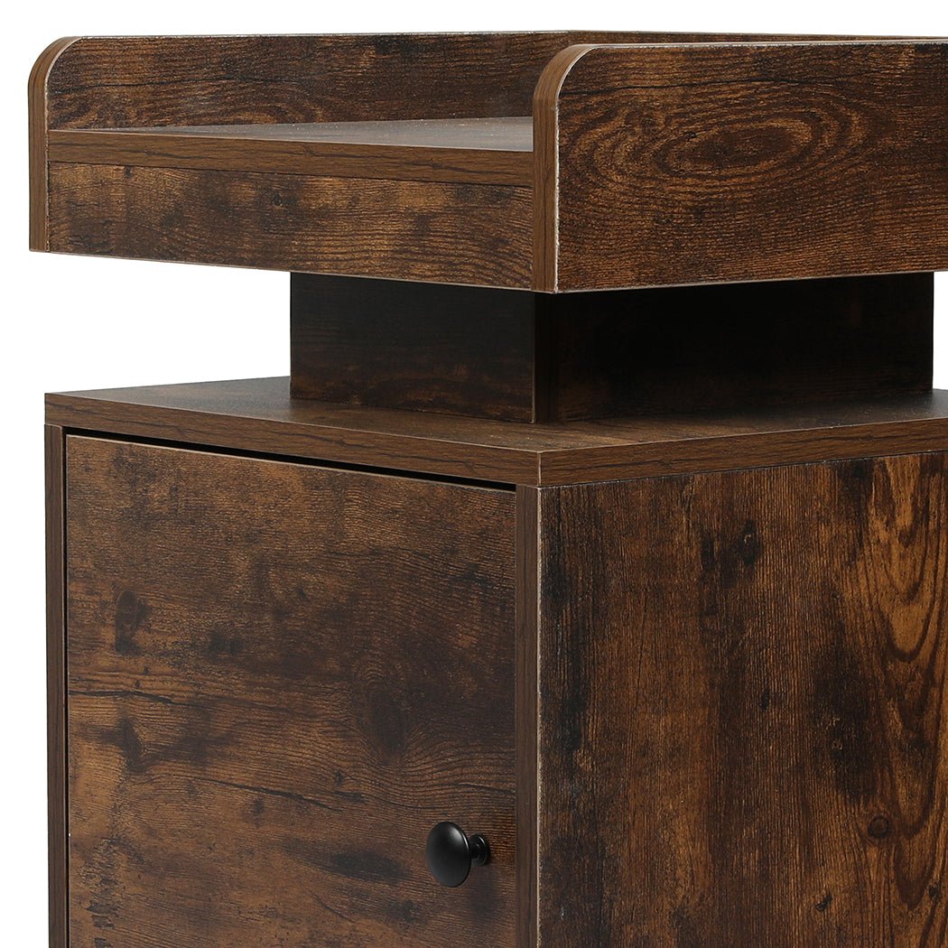 Bedside Table USB Charger Outlet RGB Oak - Rivercity House & Home Co. (ABN 18 642 972 209) - Affordable Modern Furniture Australia