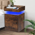 Bedside Table USB Charger Outlet RGB Oak