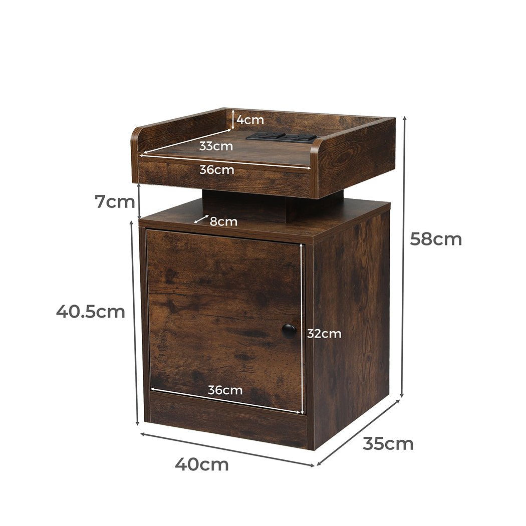 Bedside Table USB Charger Outlet RGB Oak - Rivercity House & Home Co. (ABN 18 642 972 209) - Affordable Modern Furniture Australia