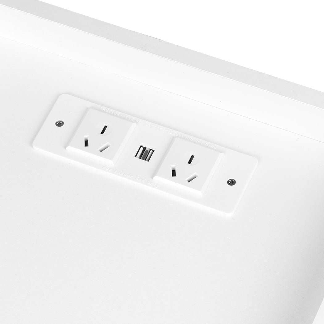 Bedside Table USB Charger Outlet RGB White - Rivercity House & Home Co. (ABN 18 642 972 209) - Affordable Modern Furniture Australia