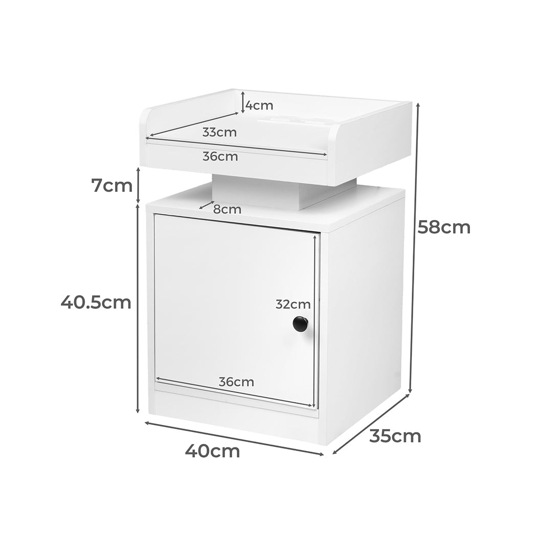 Bedside Table USB Charger Outlet RGB White - Rivercity House & Home Co. (ABN 18 642 972 209) - Affordable Modern Furniture Australia