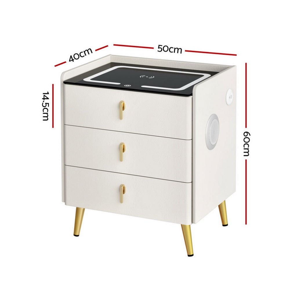 Bedside Table Wireless Charging - ALMA White - Furniture > Bedroom > Bedside Tables - Rivercity House & Home Co. (ABN 18 642 972 209) - Affordable Modern Furniture Australia