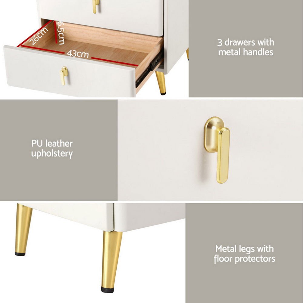 Bedside Table Wireless Charging - ALMA White - Furniture > Bedroom > Bedside Tables - Rivercity House & Home Co. (ABN 18 642 972 209) - Affordable Modern Furniture Australia