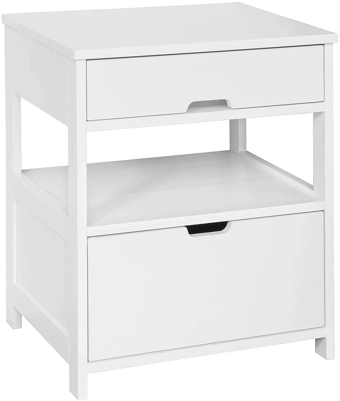 Bedside Table with 2 Drawers and Shelf - White - Furniture > Bedroom > Bedside Tables - Rivercity House & Home Co. (ABN 18 642 972 209) - Affordable Modern Furniture Australia