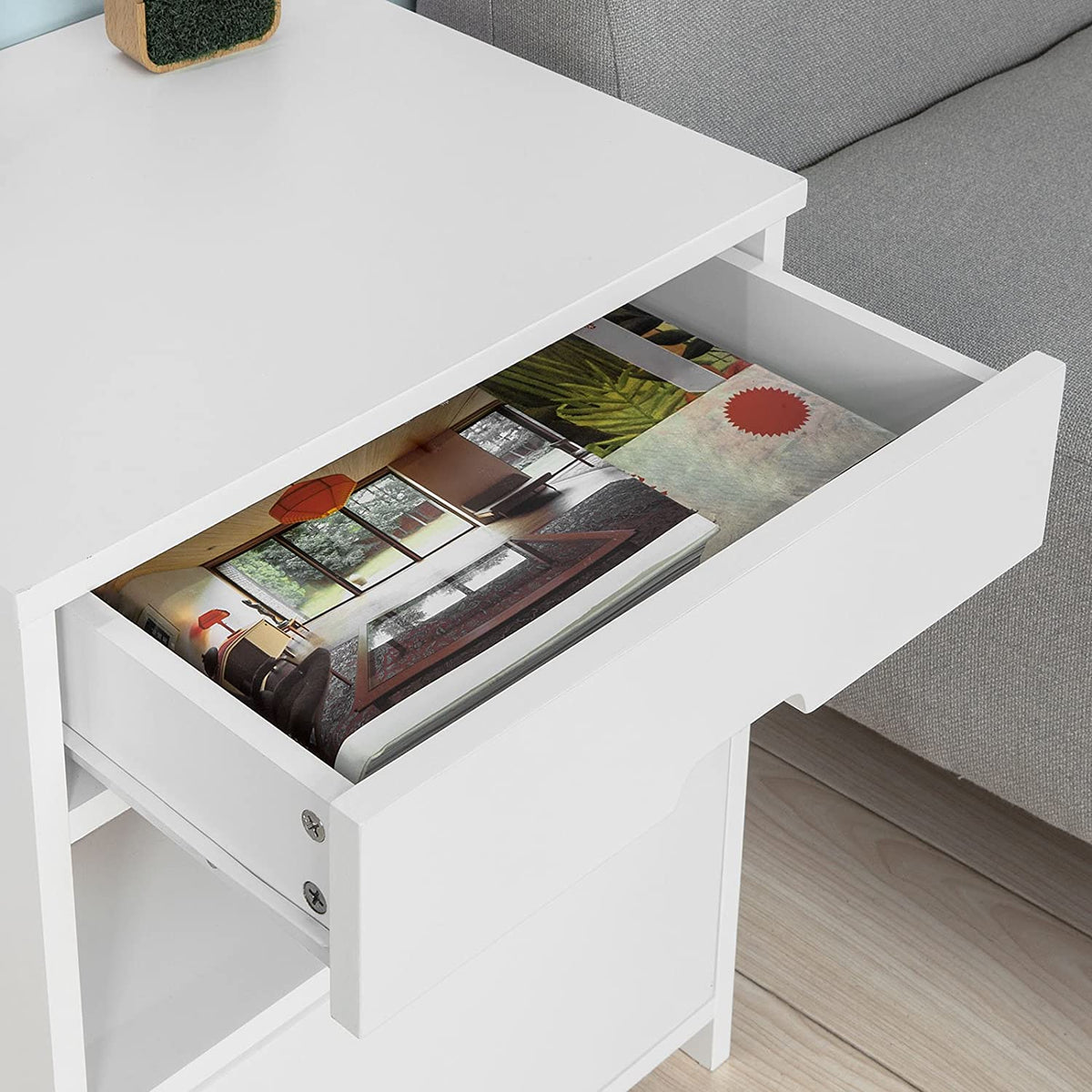 Bedside Table with 2 Drawers and Shelf - White - Furniture > Bedroom > Bedside Tables - Rivercity House & Home Co. (ABN 18 642 972 209) - Affordable Modern Furniture Australia