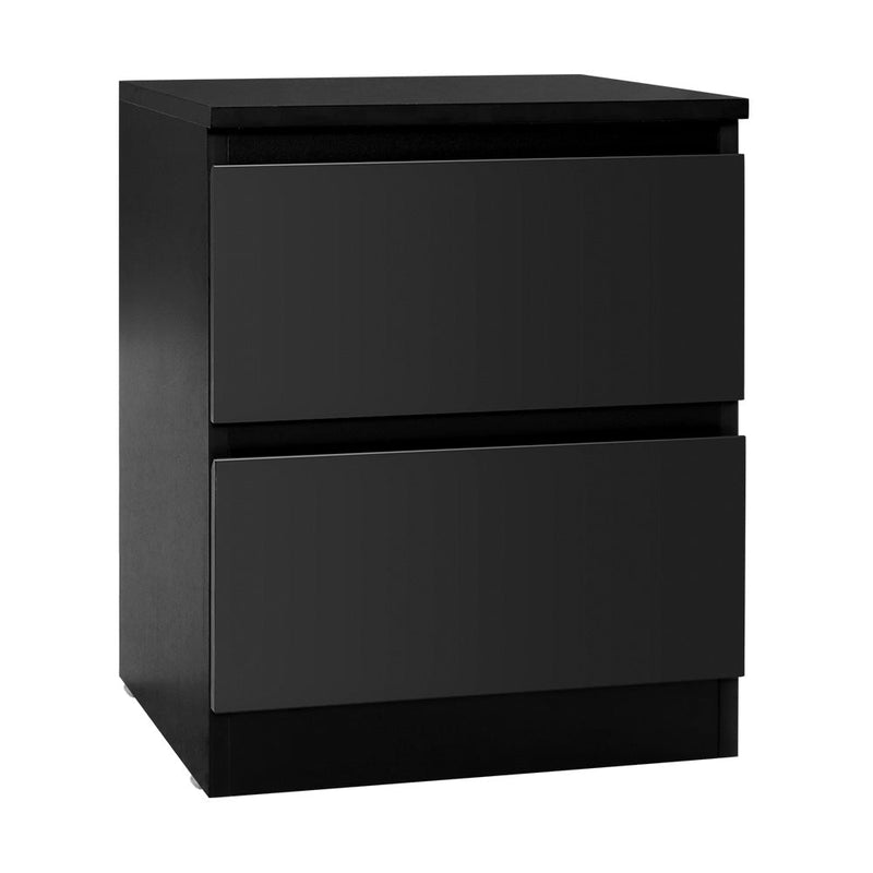 Bedside Table with 2 Drawers Black - Furniture > Bedroom - Rivercity House & Home Co. (ABN 18 642 972 209) - Affordable Modern Furniture Australia