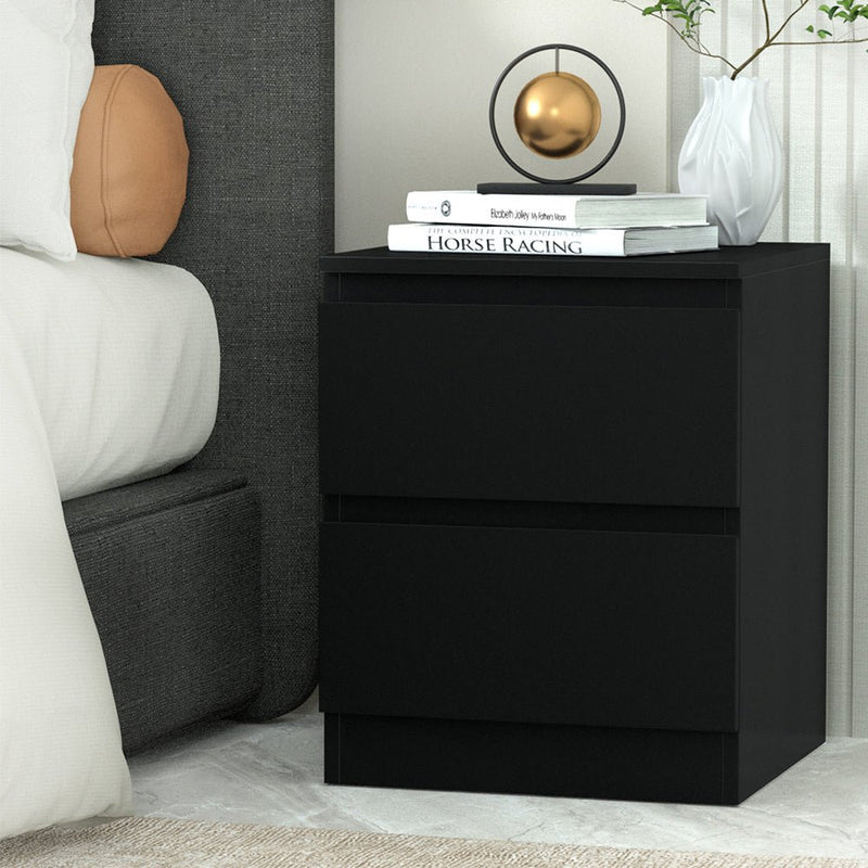 Bedside Table with 2 Drawers Black - Furniture > Bedroom - Rivercity House & Home Co. (ABN 18 642 972 209) - Affordable Modern Furniture Australia