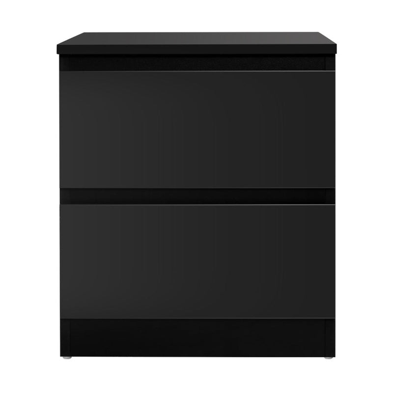 Bedside Table with 2 Drawers Black - Furniture > Bedroom - Rivercity House & Home Co. (ABN 18 642 972 209) - Affordable Modern Furniture Australia