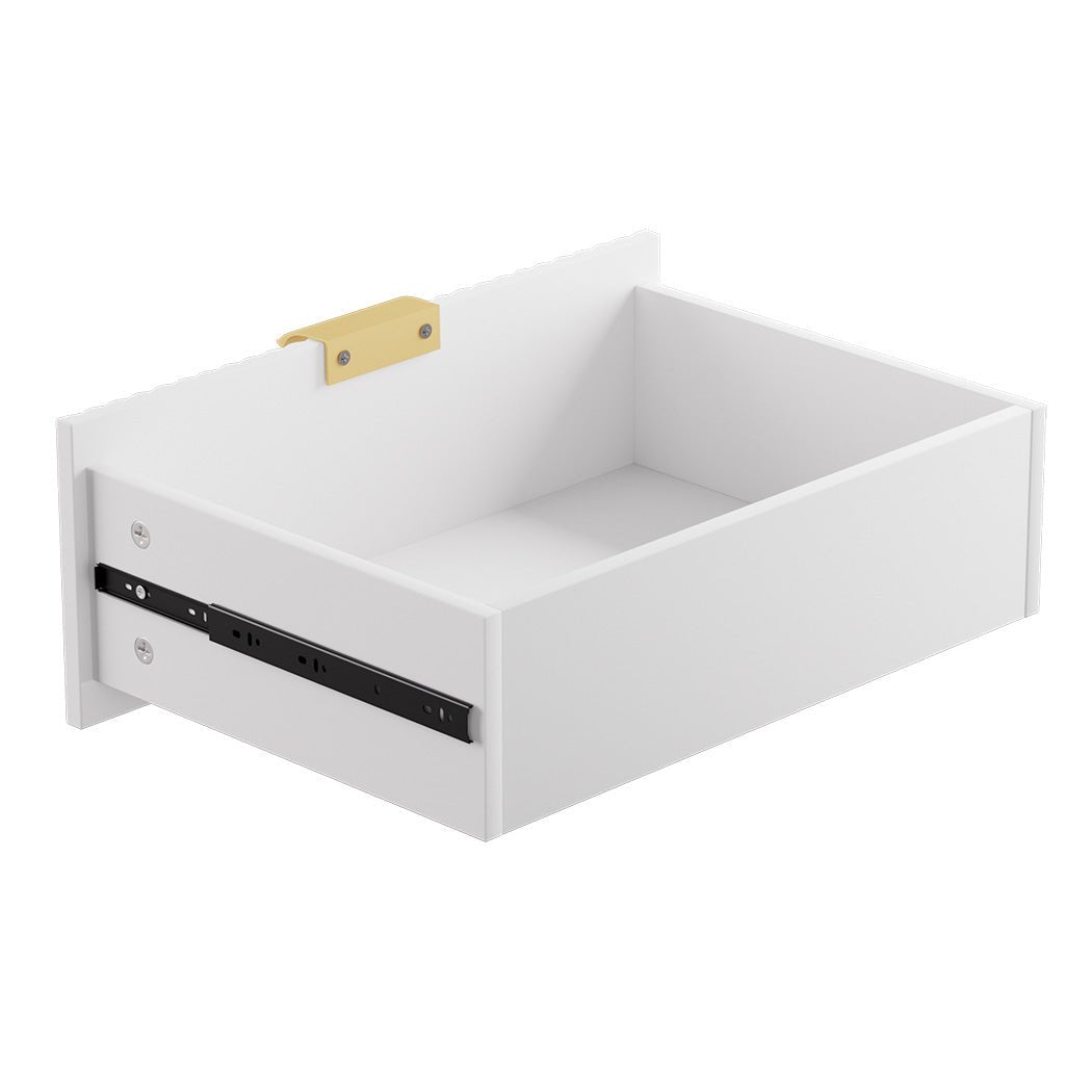 Bedside Table with 2 Drawers White Metal Legs - Rivercity House & Home Co. (ABN 18 642 972 209) - Affordable Modern Furniture Australia