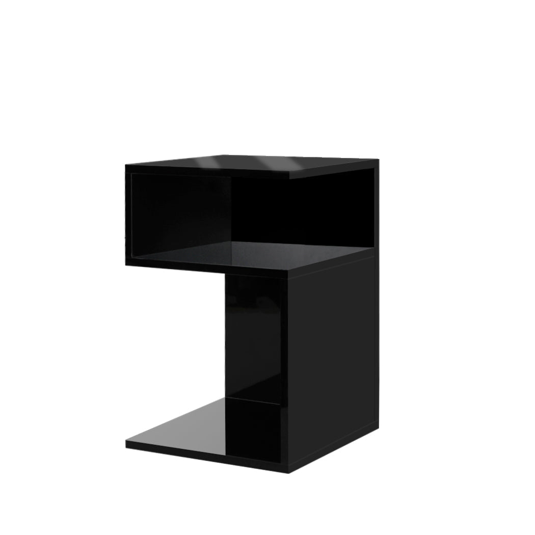 Bedside Table with Drawers and Open Shelves 33x33x50cm - Black - Rivercity House & Home Co. (ABN 18 642 972 209) - Affordable Modern Furniture Australia