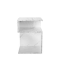 Bedside Table with Drawers and Open Shelves 33x33x50cm - Marbled White