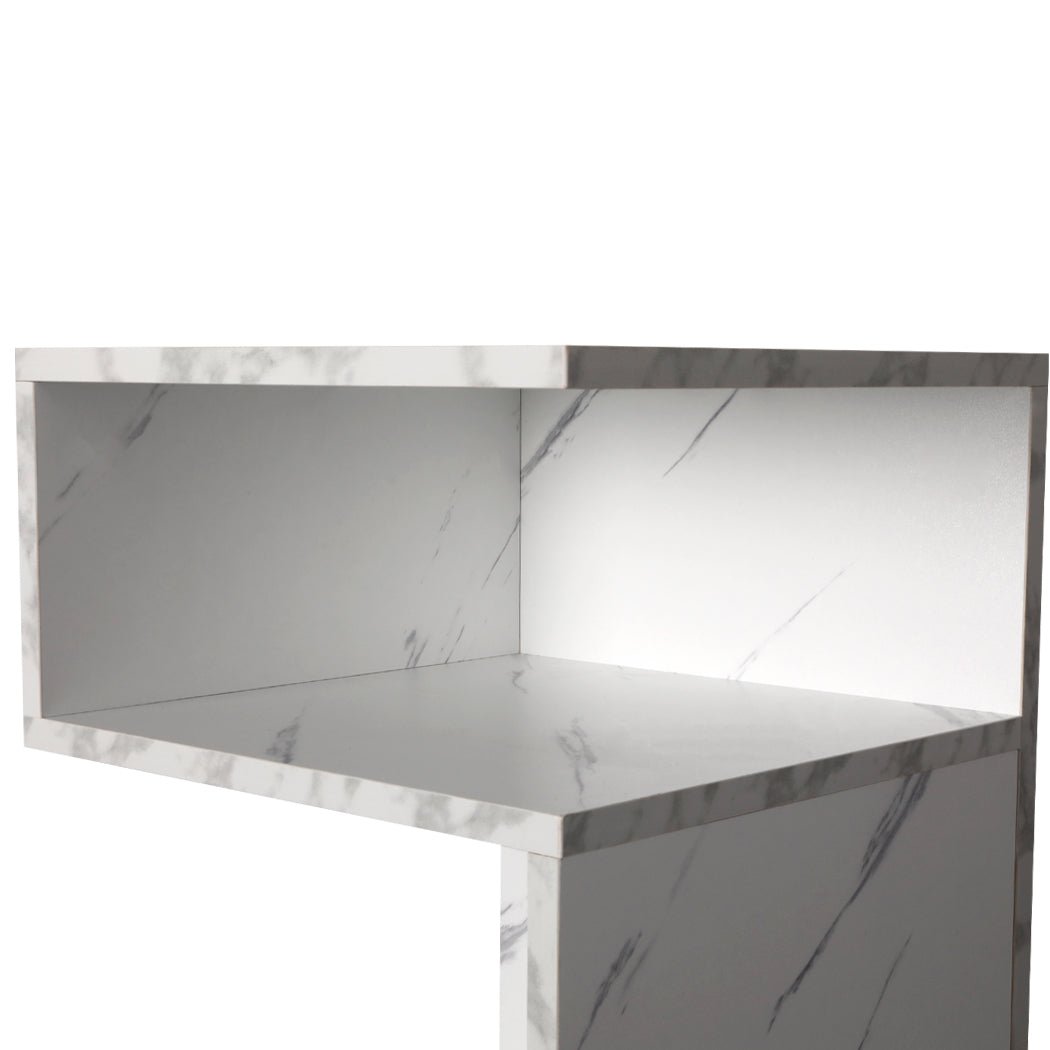 Bedside Table with Drawers and Open Shelves 33x33x50cm - Marbled White - Rivercity House & Home Co. (ABN 18 642 972 209) - Affordable Modern Furniture Australia