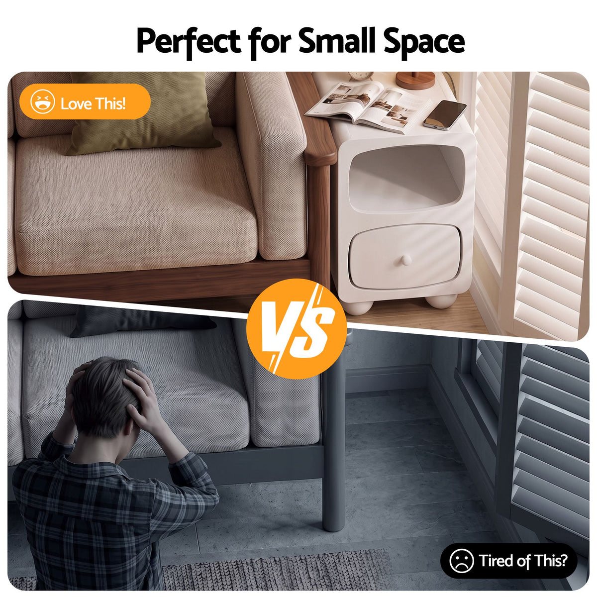 Bedside Table with Storage Drawer and Pine Wood Legs - White - Furniture > Bedroom > Bedside Tables - Rivercity House & Home Co. (ABN 18 642 972 209) - Affordable Modern Furniture Australia