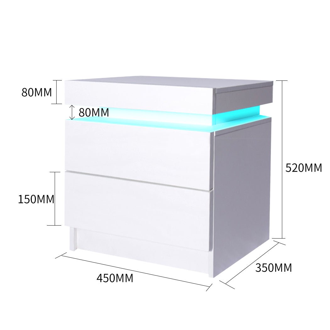 Bedside Tables RGB LED Side Table White - Rivercity House & Home Co. (ABN 18 642 972 209) - Affordable Modern Furniture Australia