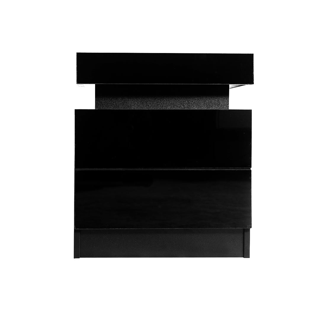 Bedside Tables Side Table 2 Drawers Black - Rivercity House & Home Co. (ABN 18 642 972 209) - Affordable Modern Furniture Australia