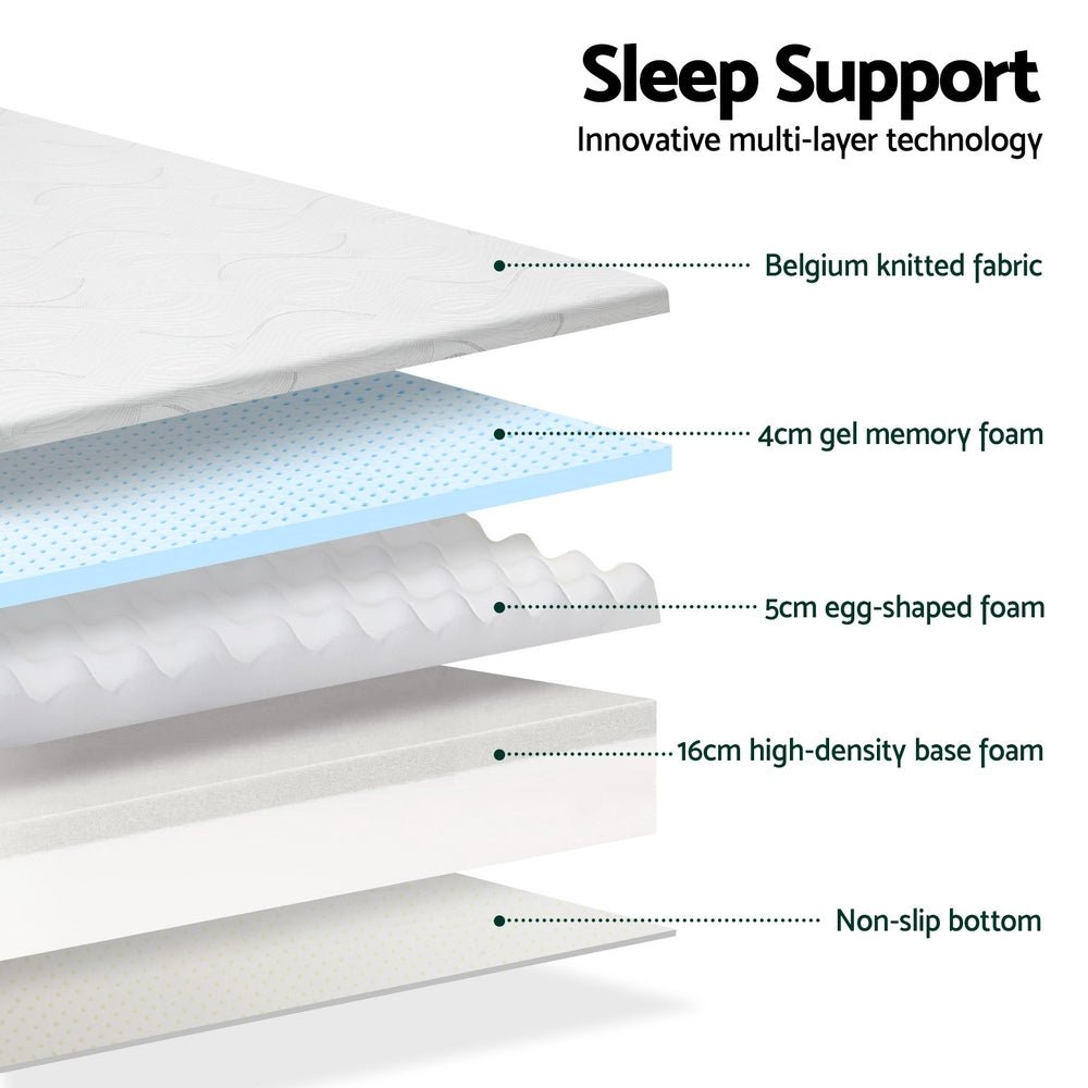 Belle Cool Gel Memory Foam Queen Mattress 25cm Thick - Double - Furniture > Mattresses - Rivercity House & Home Co. (ABN 18 642 972 209) - Affordable Modern Furniture Australia
