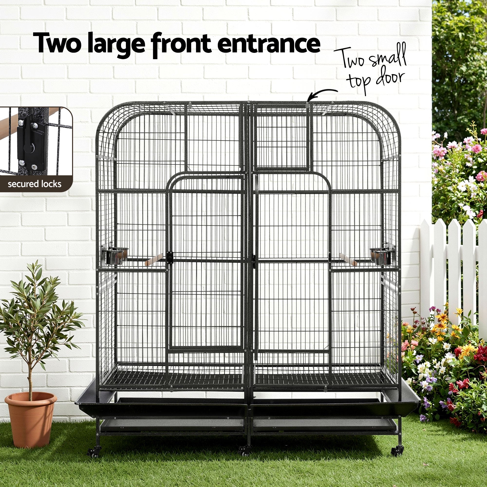 Bird Cage Extra Large Aviary 185cm Pet Parrot Cage Castor Wheel Removable Divider - Pet Care > Bird > Bird Cages & Stands - Rivercity House & Home Co. (ABN 18 642 972 209) - Affordable Modern Furniture Australia