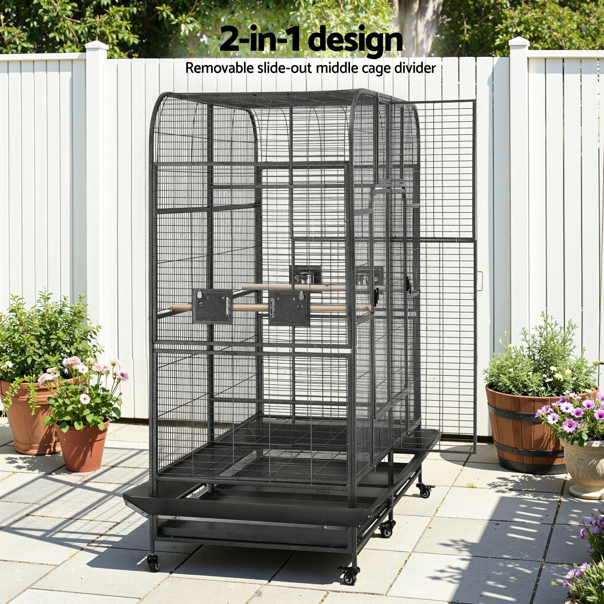 Bird Cage Extra Large Aviary 185cm Pet Parrot Cage Castor Wheel Removable Divider - Pet Care > Bird > Bird Cages & Stands - Rivercity House & Home Co. (ABN 18 642 972 209) - Affordable Modern Furniture Australia
