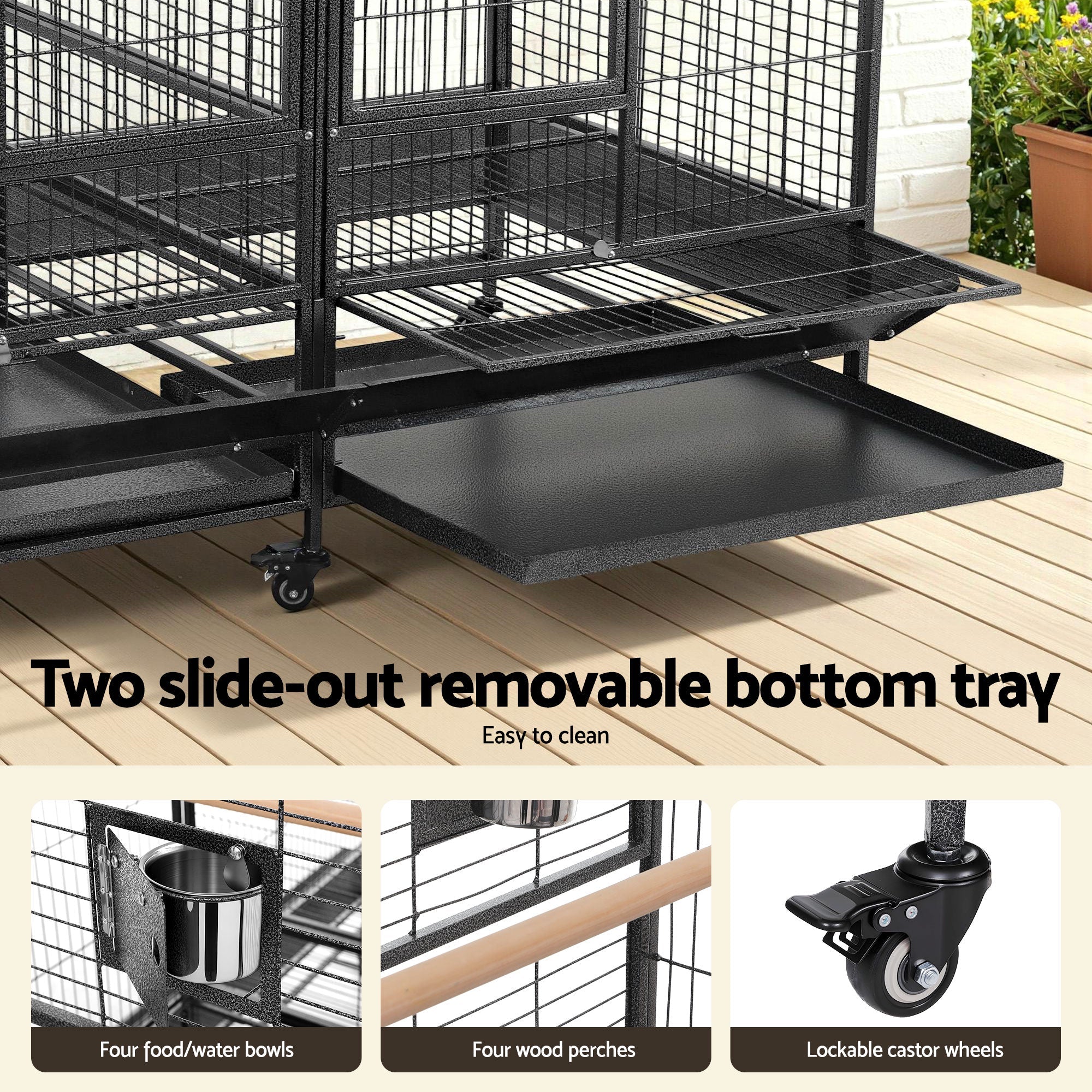 Bird Cage Extra Large Aviary 185cm Pet Parrot Cage Castor Wheel Removable Divider - Pet Care > Bird > Bird Cages & Stands - Rivercity House & Home Co. (ABN 18 642 972 209) - Affordable Modern Furniture Australia