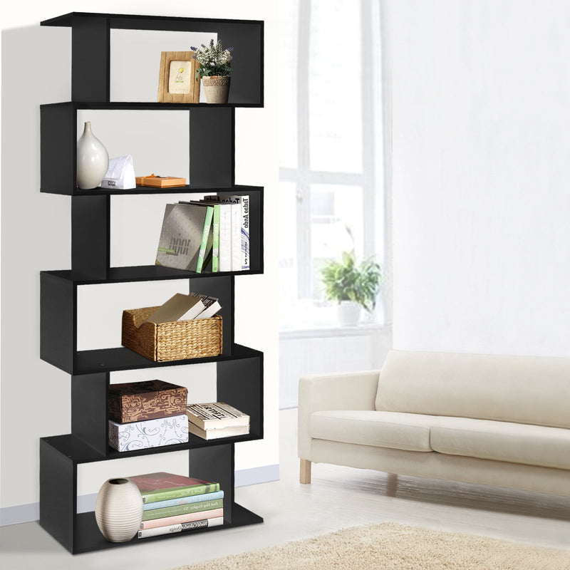 Black 6 Tier Storage Shelf Unit - Furniture - Rivercity House & Home Co. (ABN 18 642 972 209) - Affordable Modern Furniture Australia