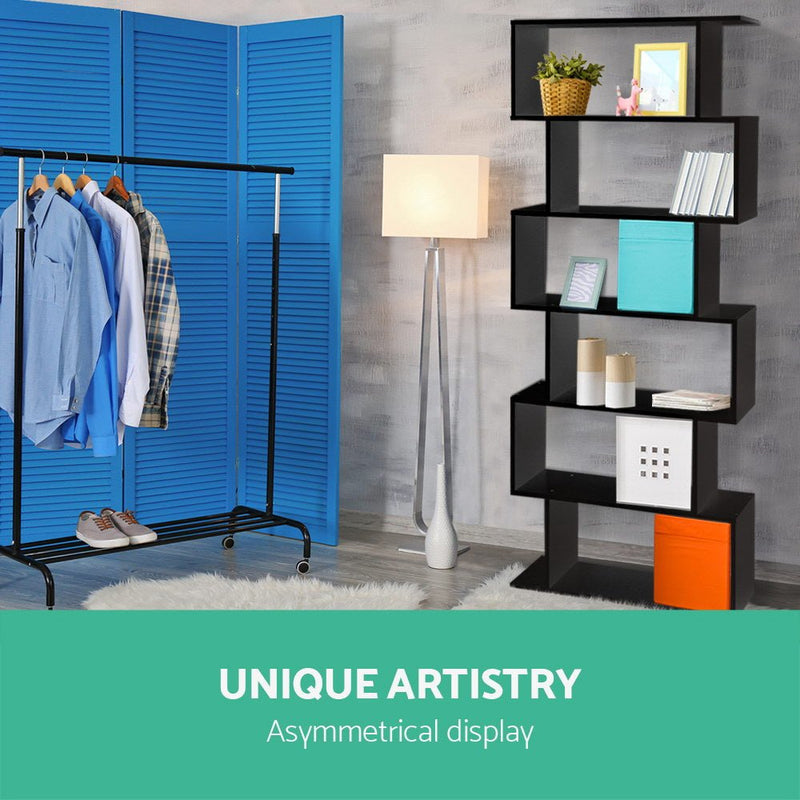 Black 6 Tier Storage Shelf Unit - Furniture - Rivercity House & Home Co. (ABN 18 642 972 209) - Affordable Modern Furniture Australia