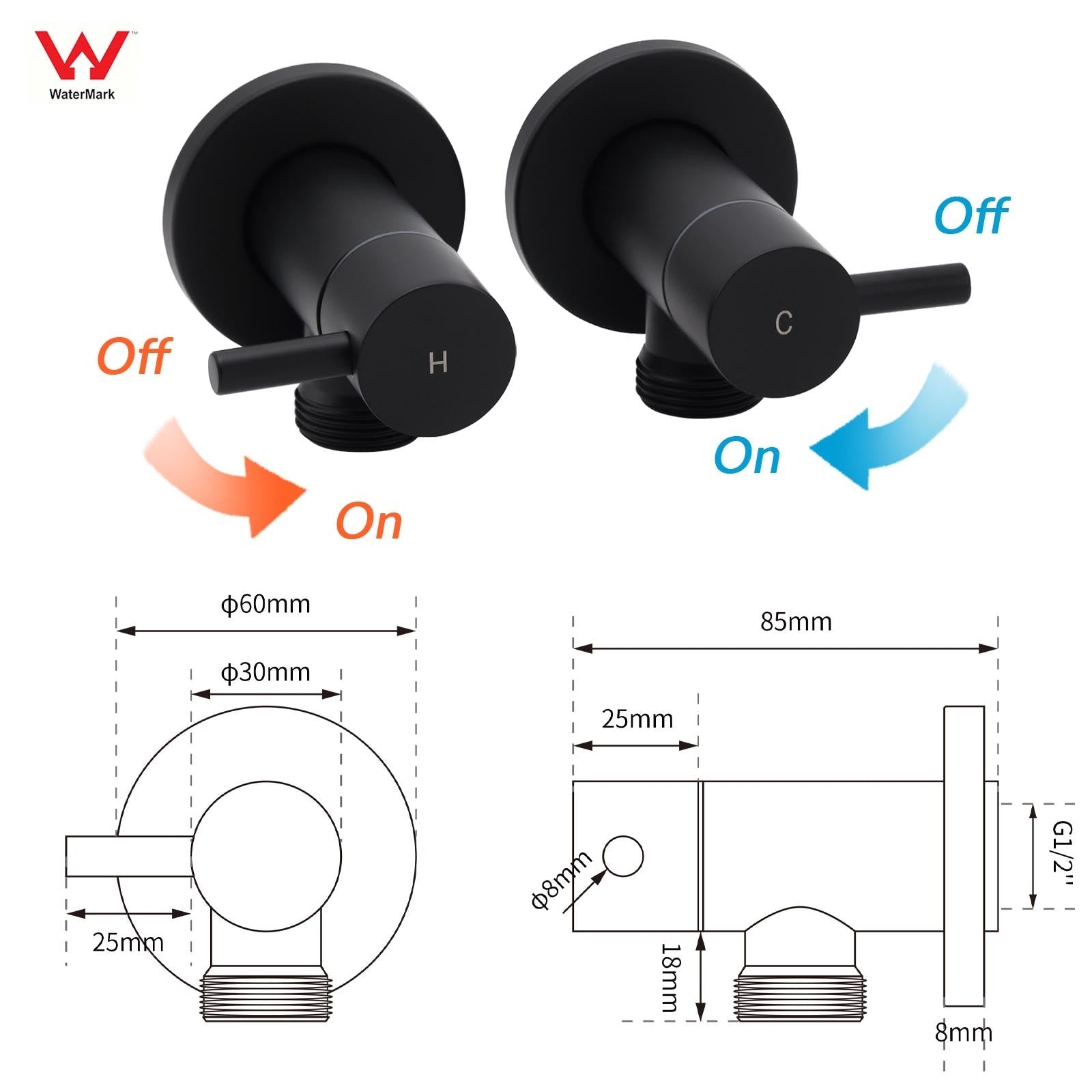 Black Washing Machine 1/4 Turn Twin Taps Laundry Room Hot Cold Water Wall Set - Furniture > Bathroom > Shower Heads & Screens - Rivercity House & Home Co. (ABN 18 642 972 209) - Affordable Modern Furniture Australia