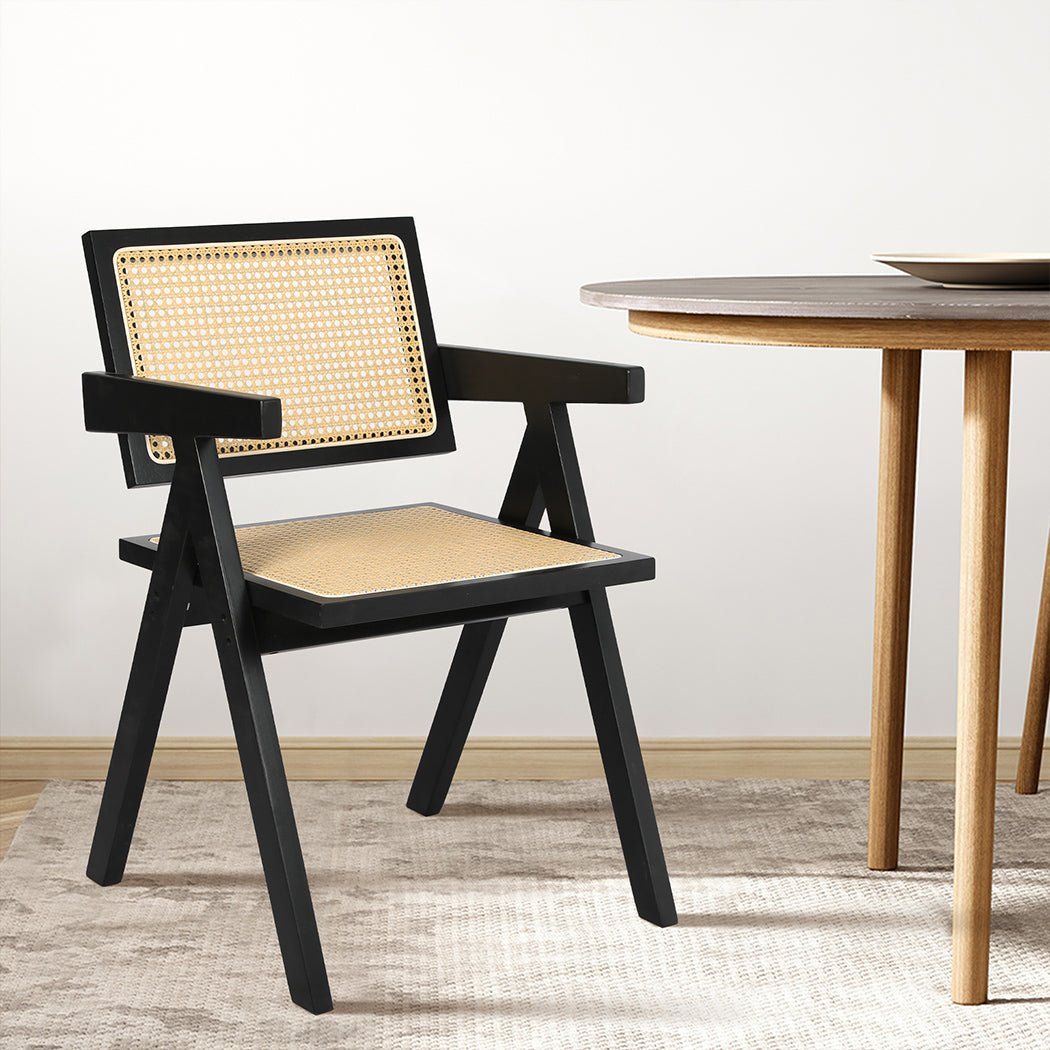 Black Wicker Armchair Dining Chair - Black - Rivercity House & Home Co. (ABN 18 642 972 209) - Affordable Modern Furniture Australia