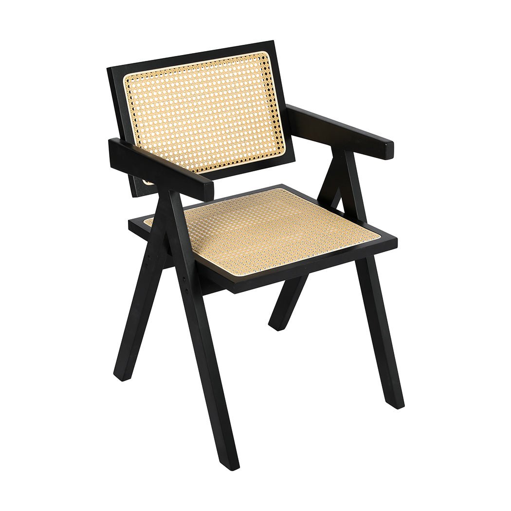 Black Wicker Armchair Dining Chair - Black - Rivercity House & Home Co. (ABN 18 642 972 209) - Affordable Modern Furniture Australia